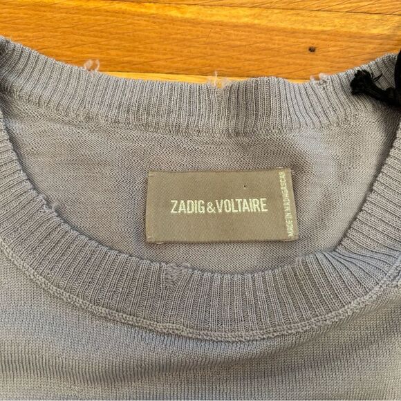 Zadig & Voltaire Miss Camo Rock Strauss grey merino wool sweater NWT - Picture 5 of 6